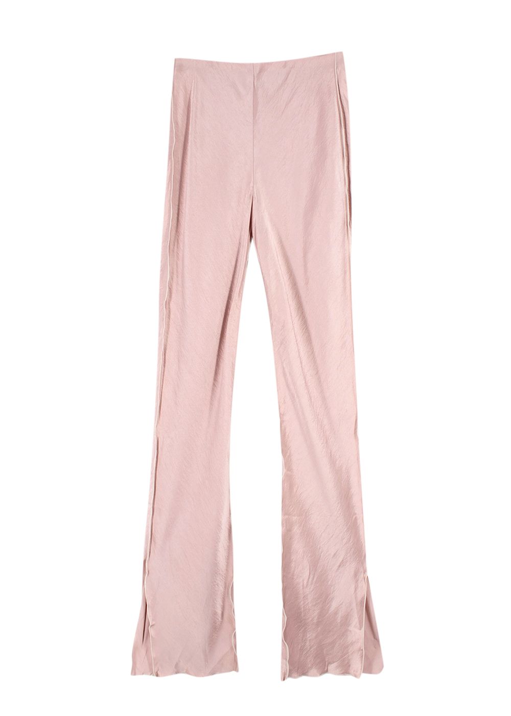 Yuzefi Pink Silk Blend Crop Top and Flared Trousers Set Size XS Dusty Pink