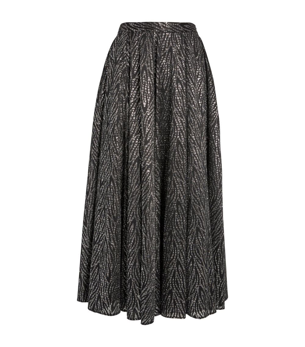 Anouki Printed Metallic Midi Skirt Size M Black Metallic synthetic