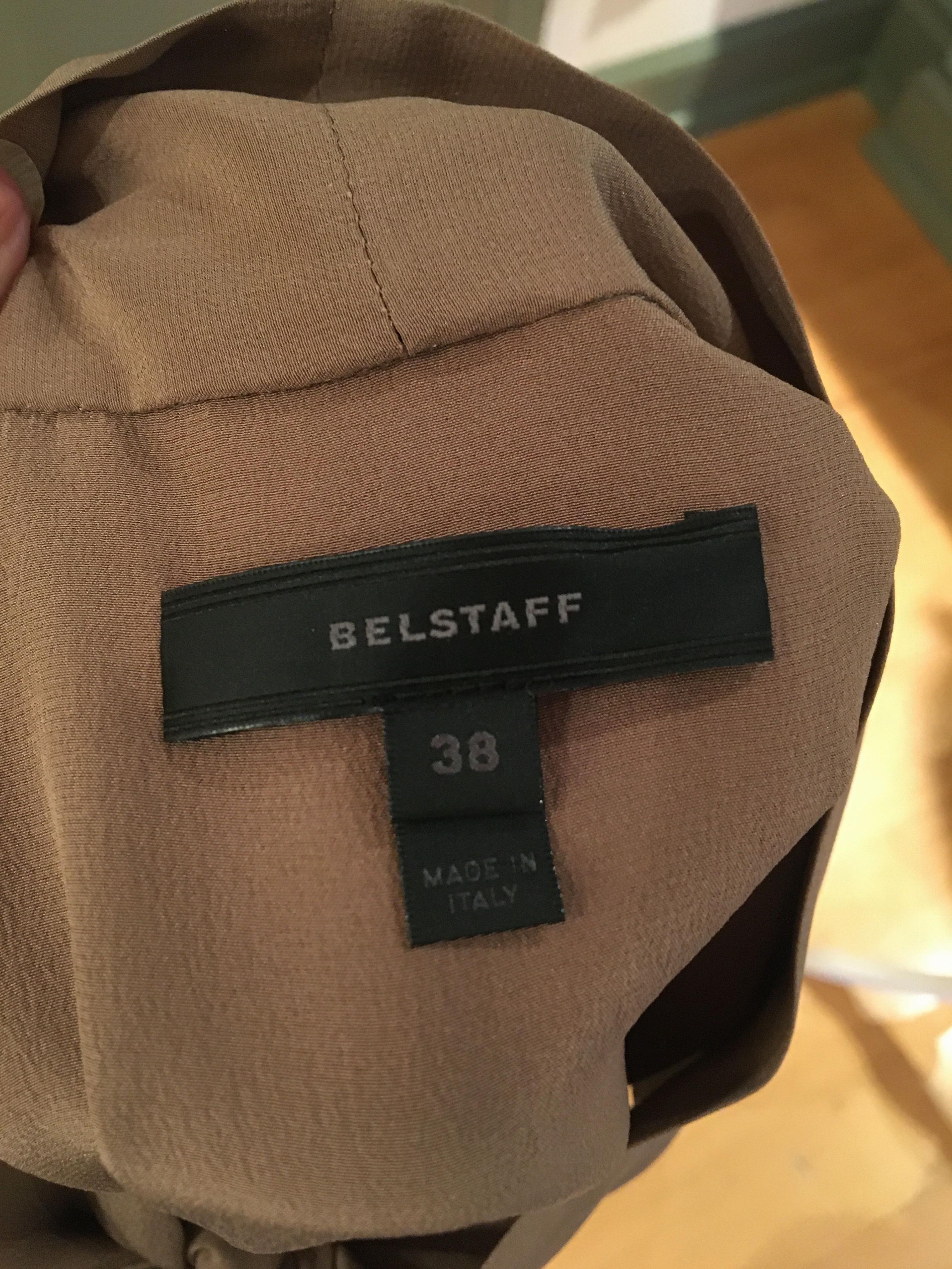 Preowned Belstaff Silk Sleeveless Pussybow Dress Size XS Beige/Nude