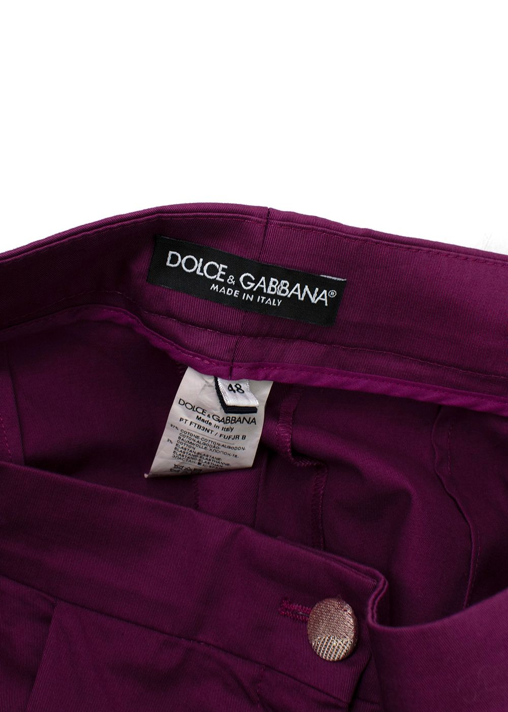 Dolce  Gabbana Plum Trousers Size XL cotton