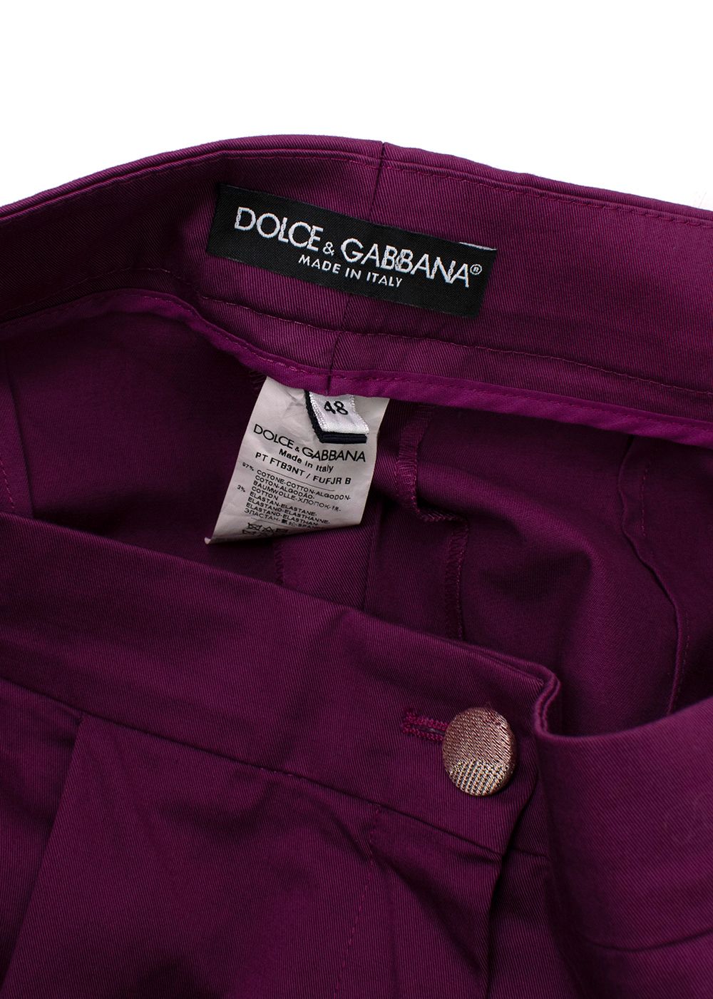 Dolce  Gabbana Plum Trousers Size XL cotton