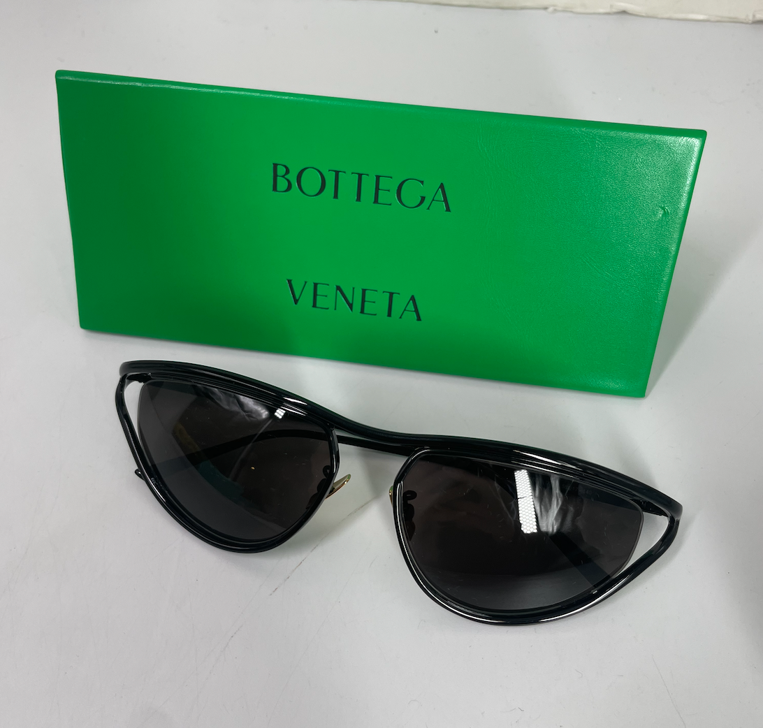 Bottega Veneta Black Cat Eye Sunglasses metal