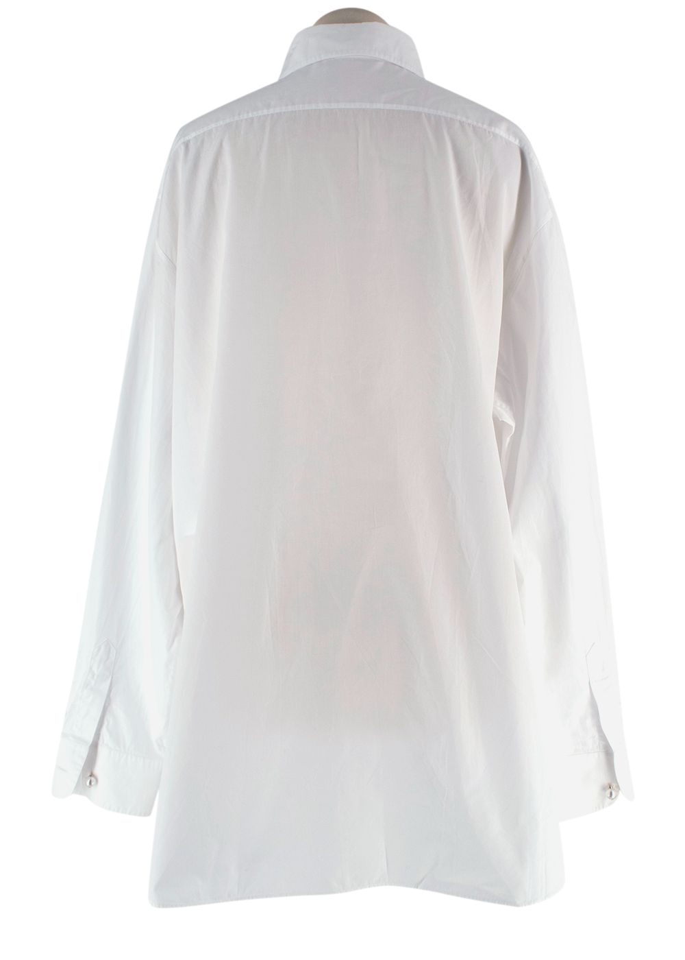 Chanel White Shirt with Faux Pearl Button Detail Size L cotton