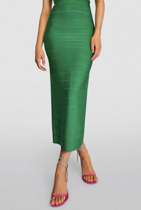 Herve Leger Green Bandage Midi Dress Size M rayon/nylon/spandex