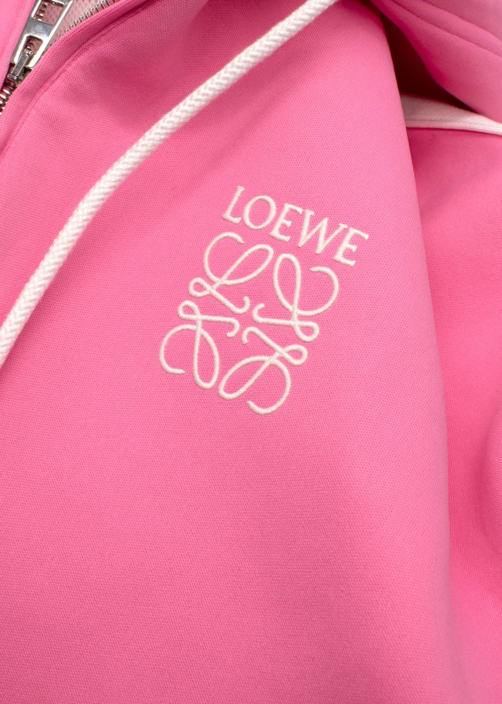 Loewe Pink Zip-Up Hooded Jacket Size S polyester