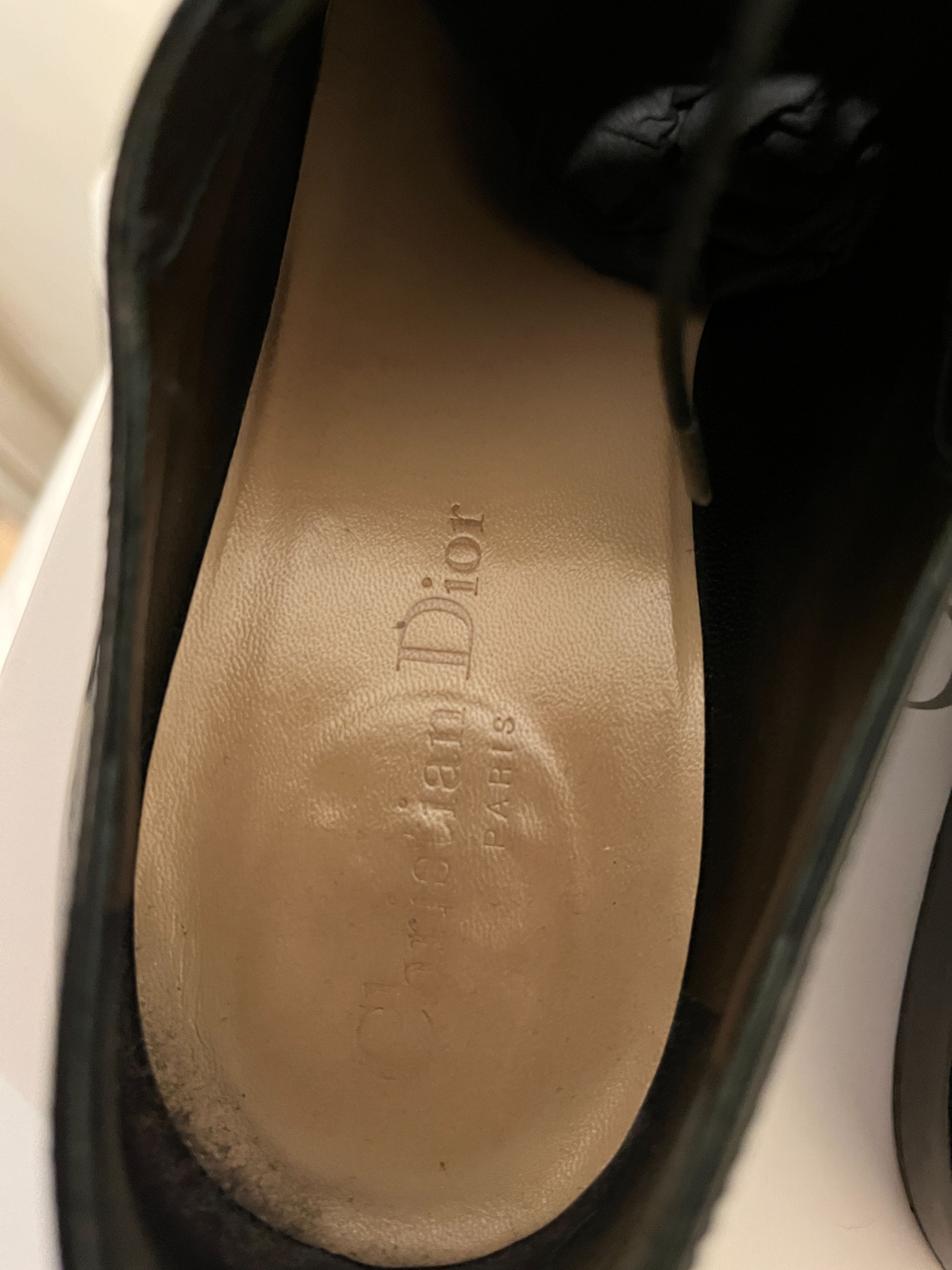 Preowned Dior Brushed Calfskin Black Derby Shoes Size 37 leather