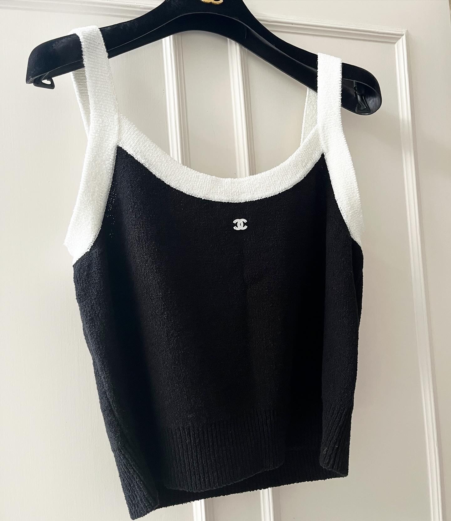 Chanel Black Terry Towelling Crop Top Size M cotton-terrycloth like