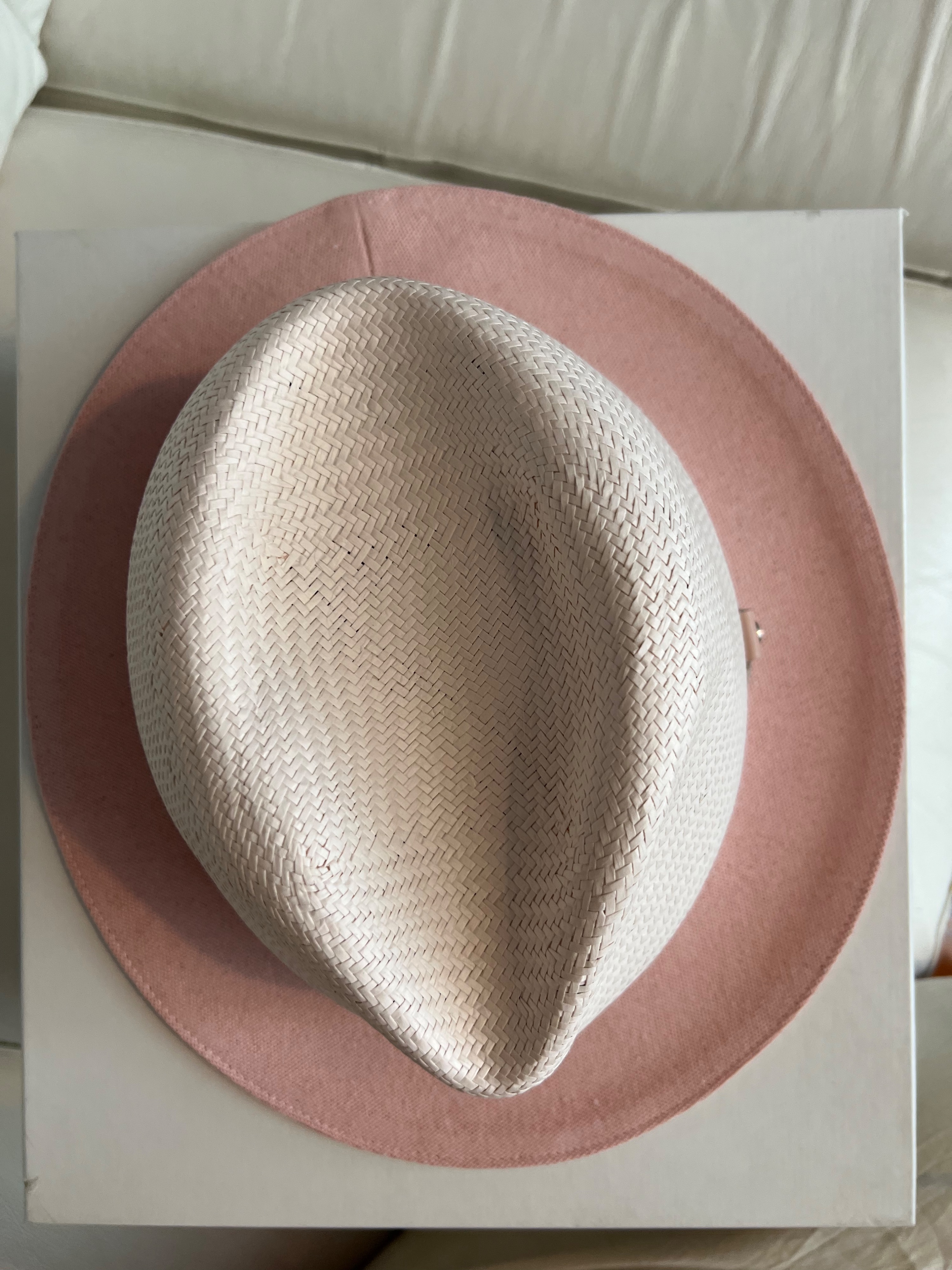 Rag and Bone Raffia  pink cotton Playa straw hat Size L Natural soft pink/blush