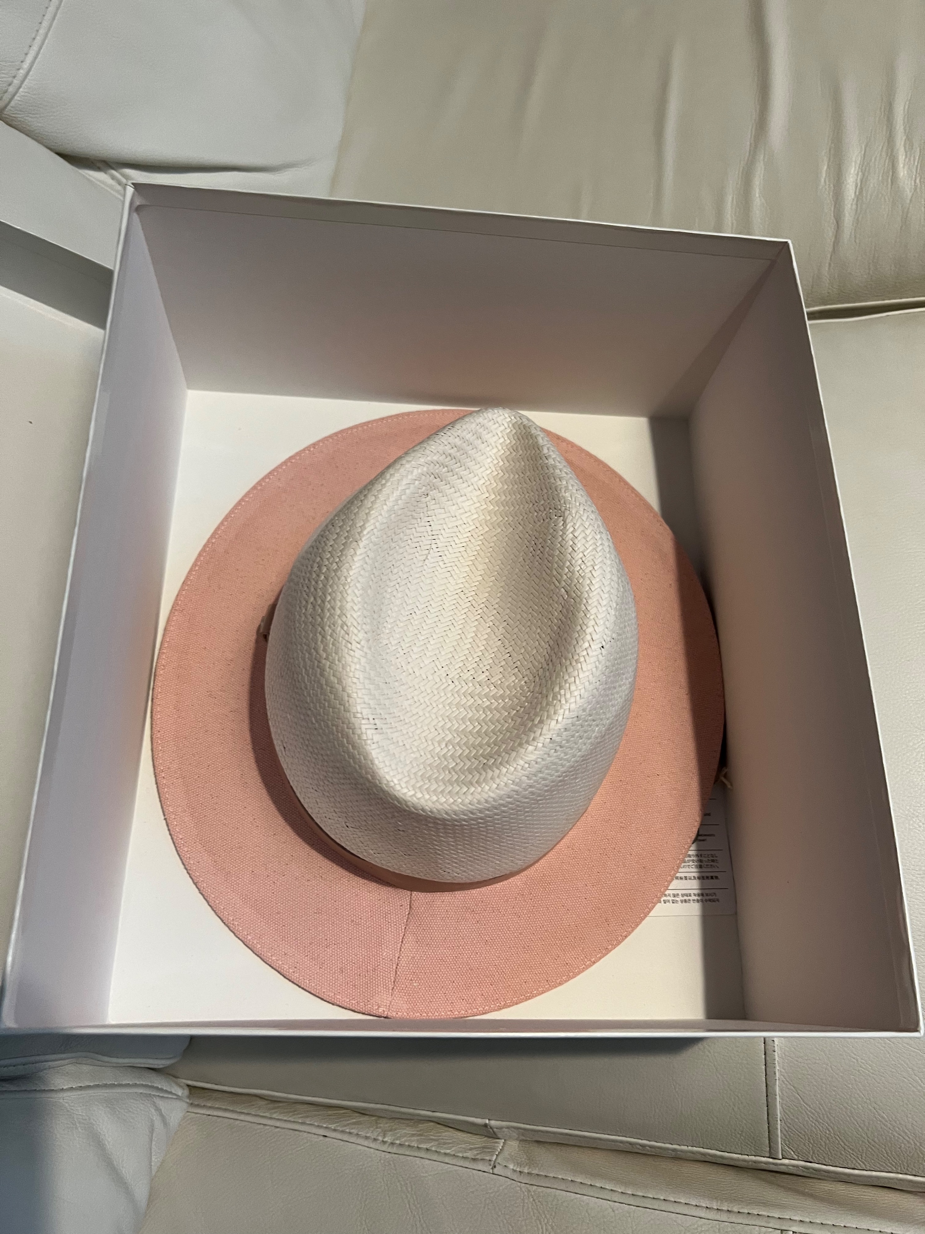 Rag and Bone Raffia  pink cotton Playa straw hat Size L Natural soft pink/blush