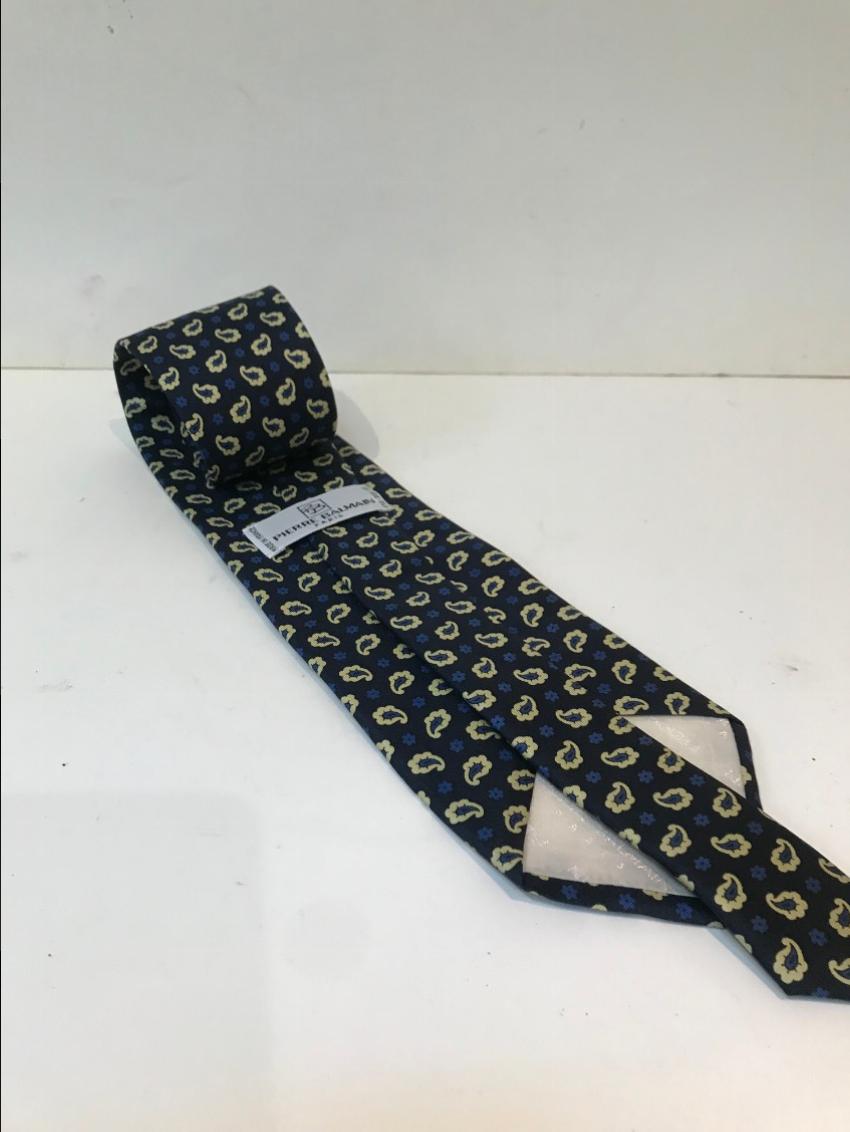 Men's Pierre Balmain Printed Silk Tie Blue