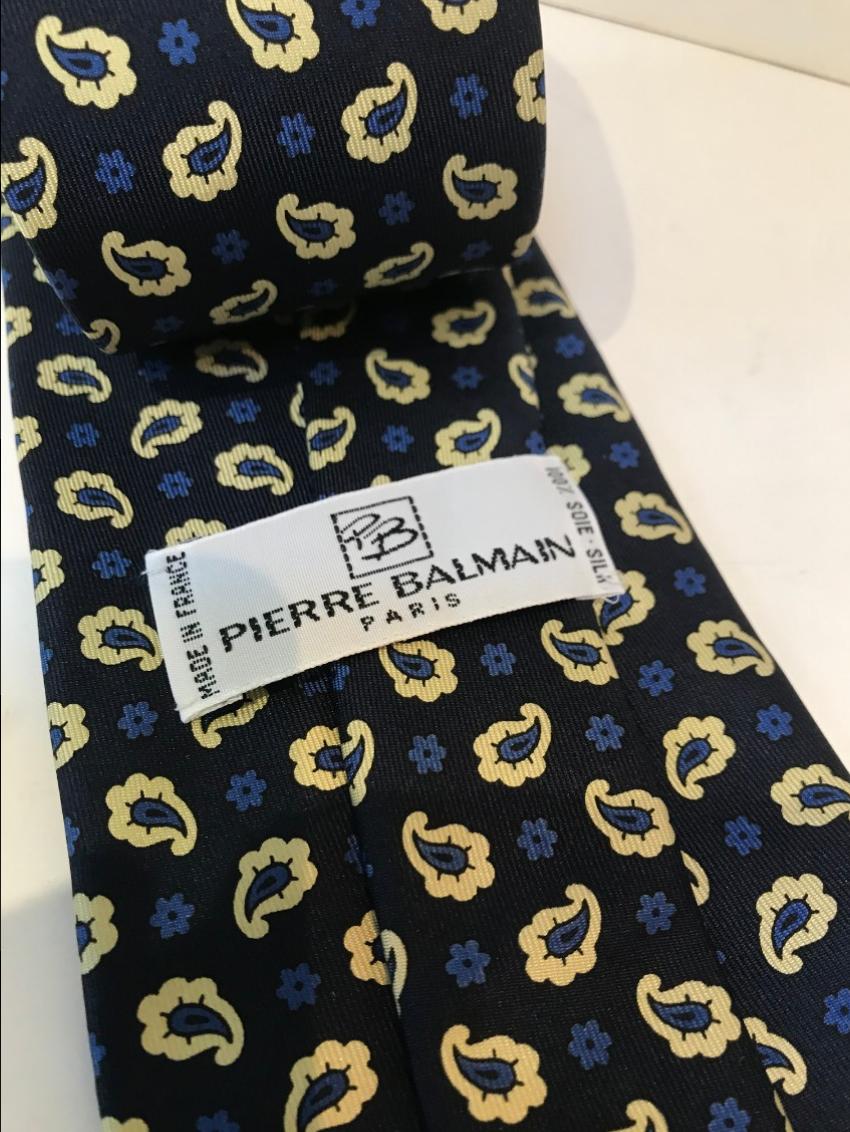 Men's Pierre Balmain Printed Silk Tie Blue