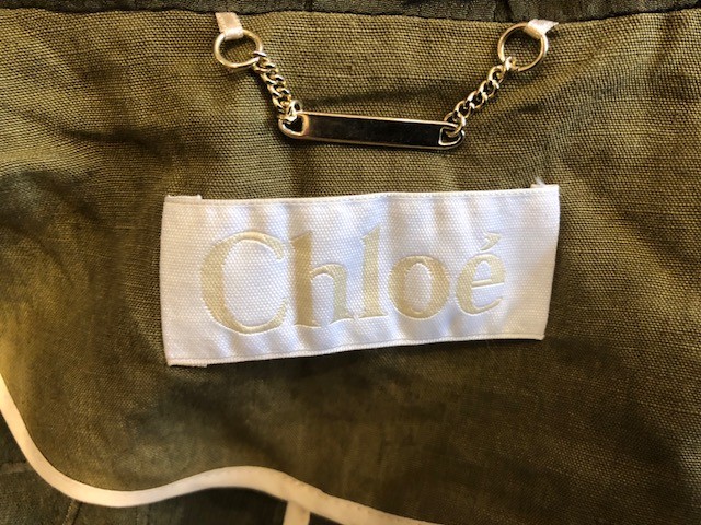 Preowned Chloe Oversized Khaki Parka Size L Green silk