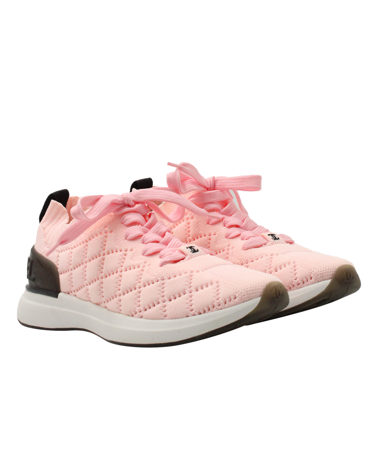 Chanel Pink Interlocking CC Logo Athletic Sneakers Size 36