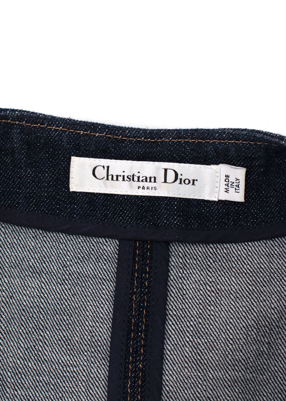 Dior Crystal Embroidered A-line Denim Dress Size L Dark blue wash denim-jeans