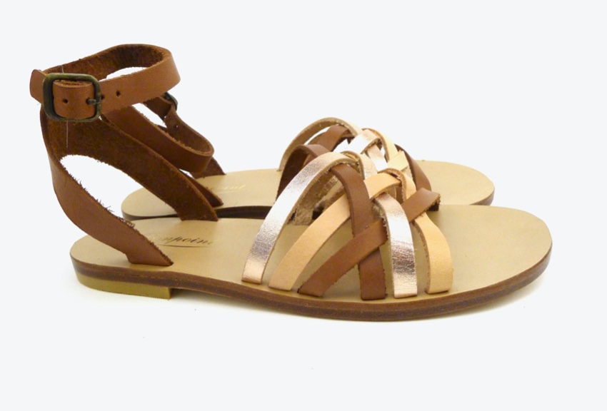 Boys Bonpoint brown leather strappy sandals Size 6 Years + Tan/Brown