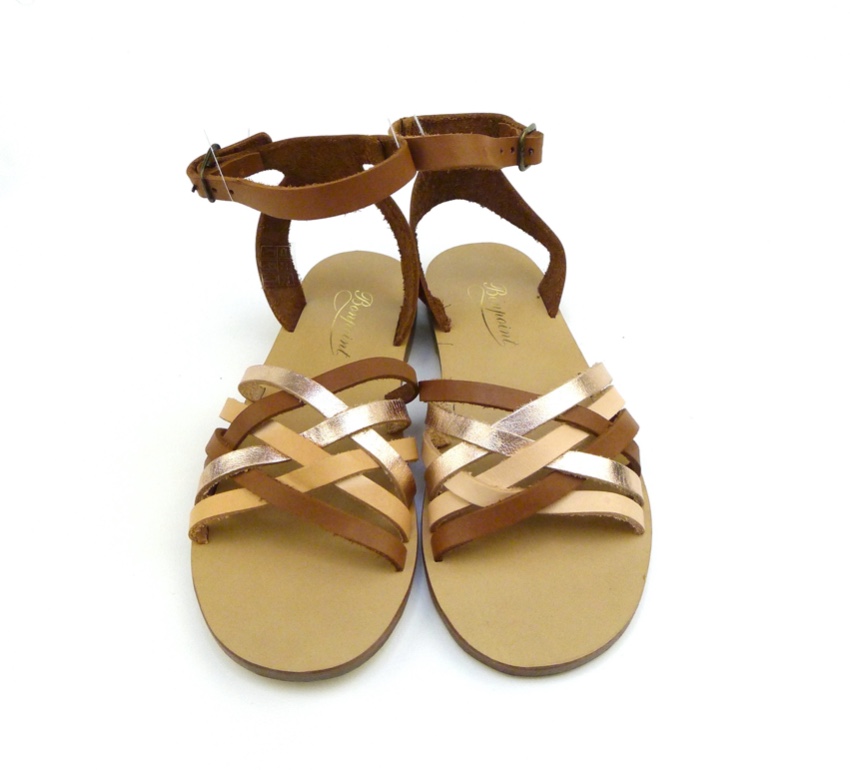 Boys Bonpoint brown leather strappy sandals Size 6 Years + Tan/Brown