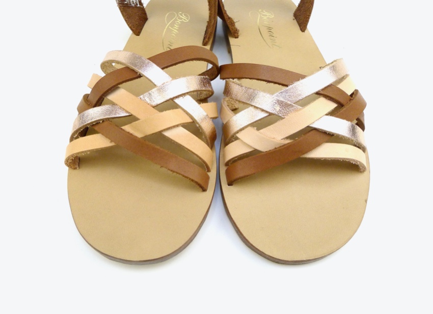 Boys Bonpoint brown leather strappy sandals Size 6 Years + Tan/Brown