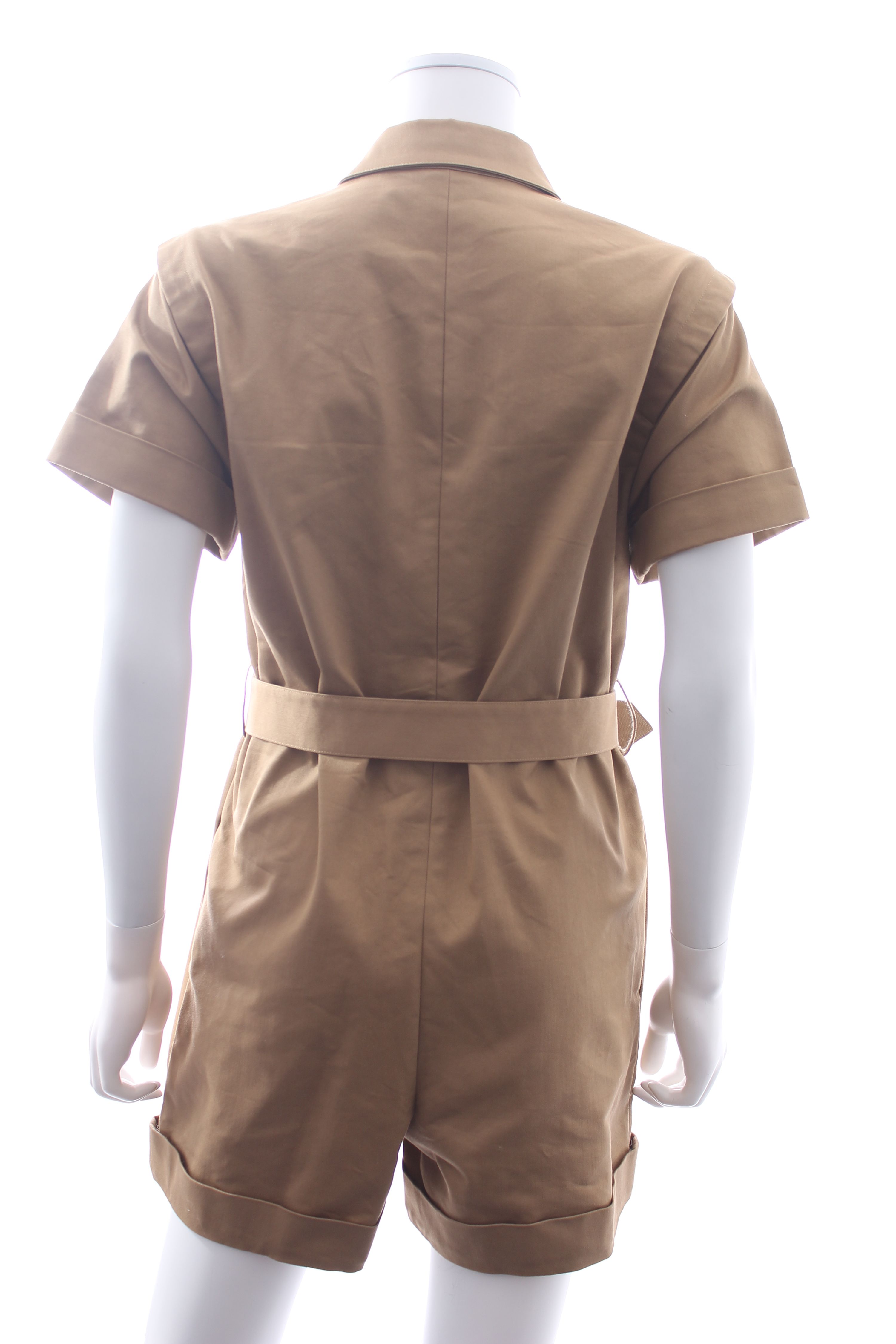 Preowned Frame Belted Utility Playsuit Size S Khaki Tan cotton/polyester/viscose