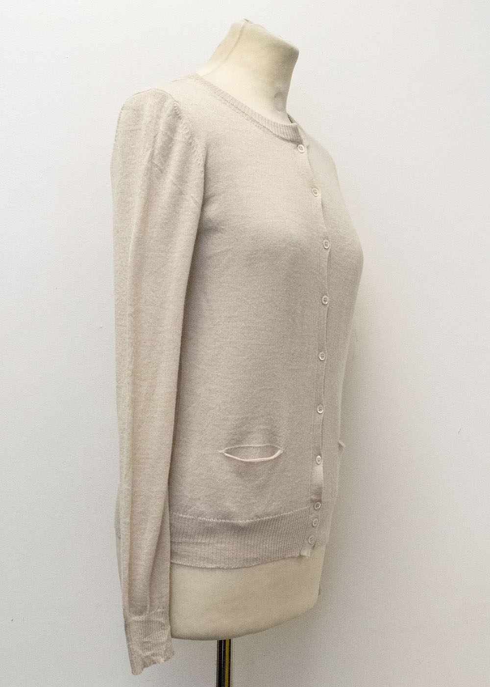 Preowned Patrizia Pepe Beige Cardigan with sewn in cami Size S Beige/Nude silk