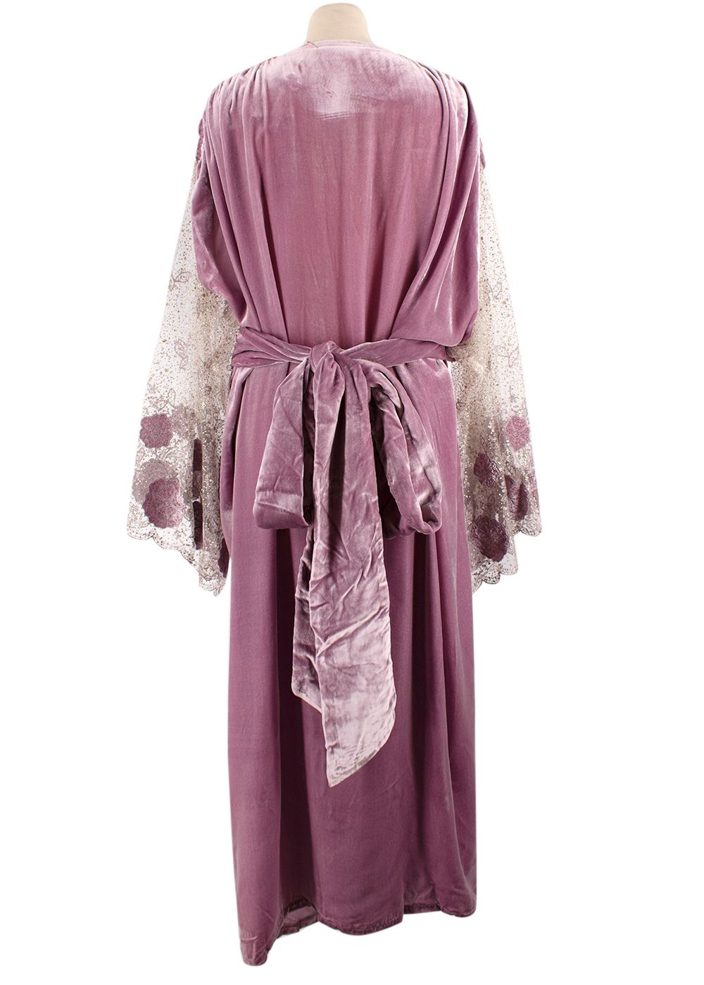 Elegant Embroidery Pink Velvet Wrap Kaftan polyester