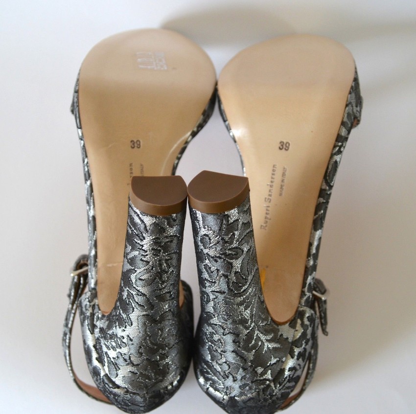 Rupert Sanderson Grey cotton and leather Preciosa sandals Size 39 Silver