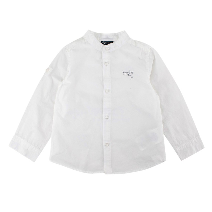 Preowned Brums Baby Boy White Cotton Long Sleeve Button-Down Shirt Size 18-24 Months