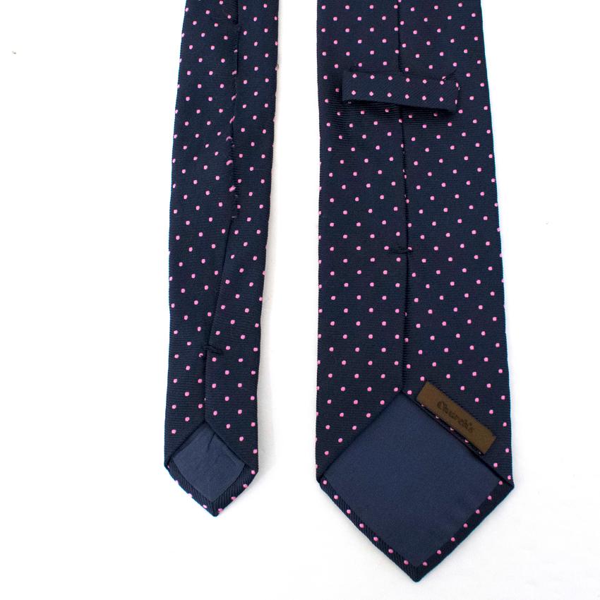 Men's Preowned Church's Pink And Navy Dots Tie Blue silk