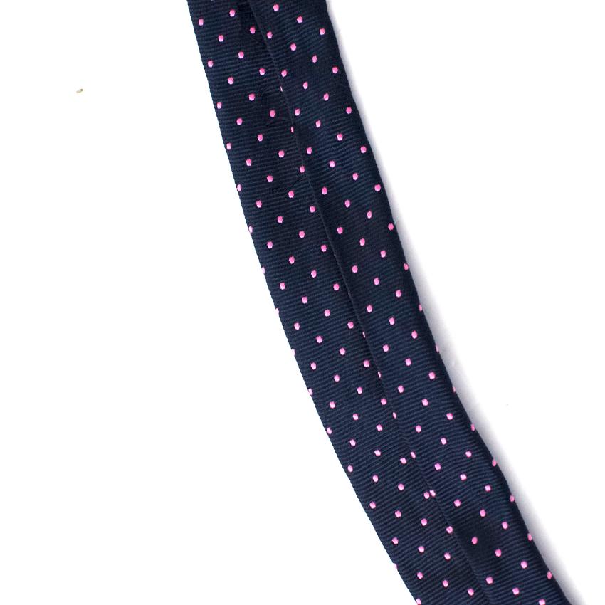 Men's Preowned Church's Pink And Navy Dots Tie Blue silk