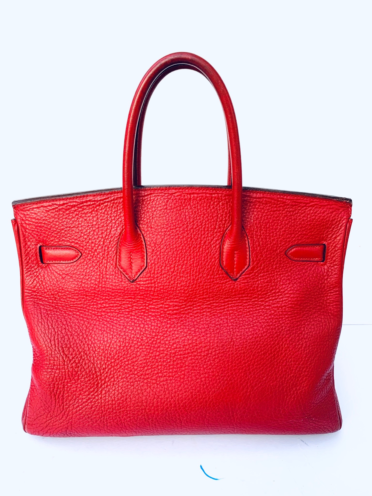 Preowned Hermes Red Togo Leather Birkin 35 PHW Size 35