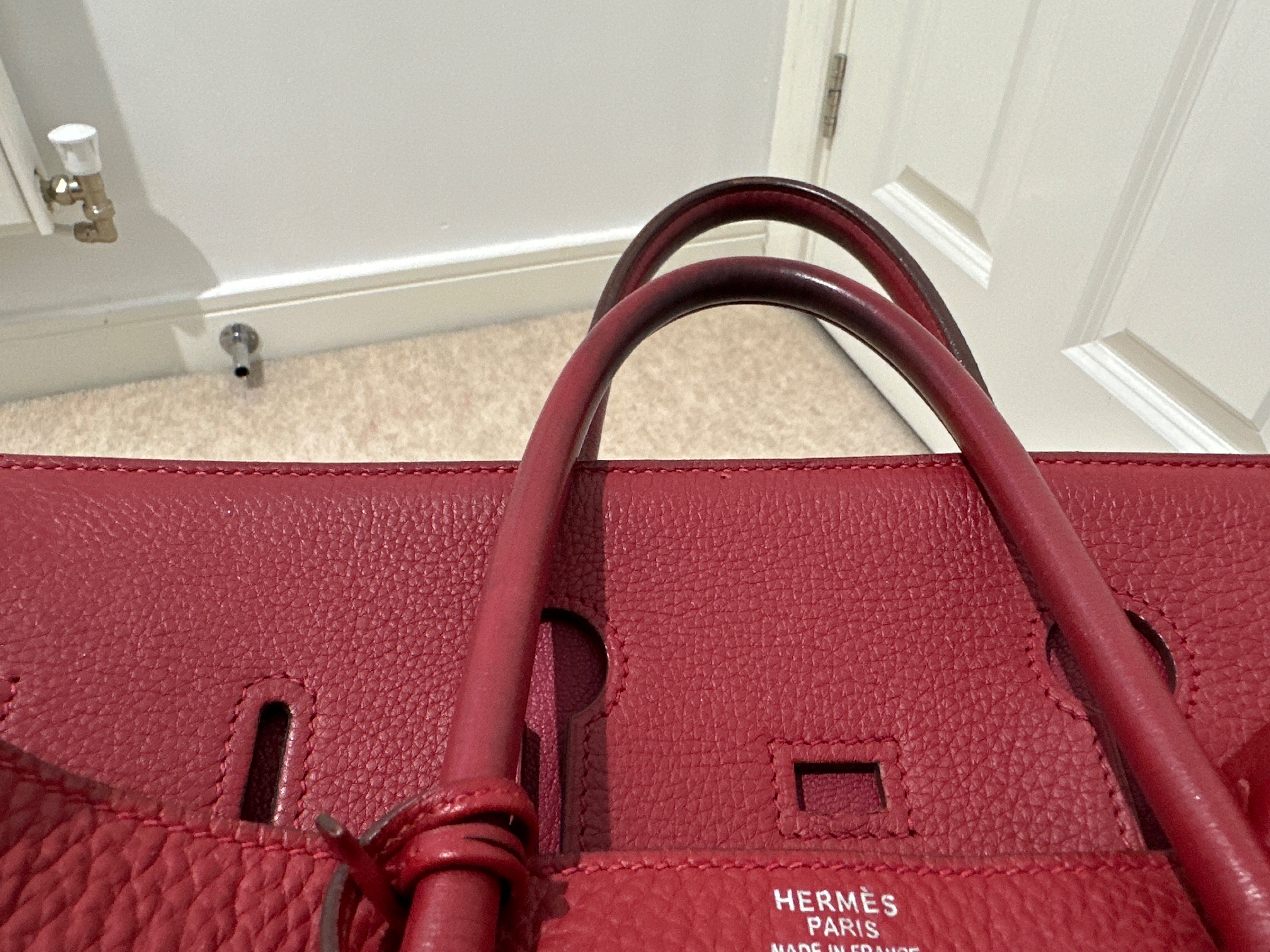 Preowned Hermes Red Togo Leather Birkin 35 PHW Size 35