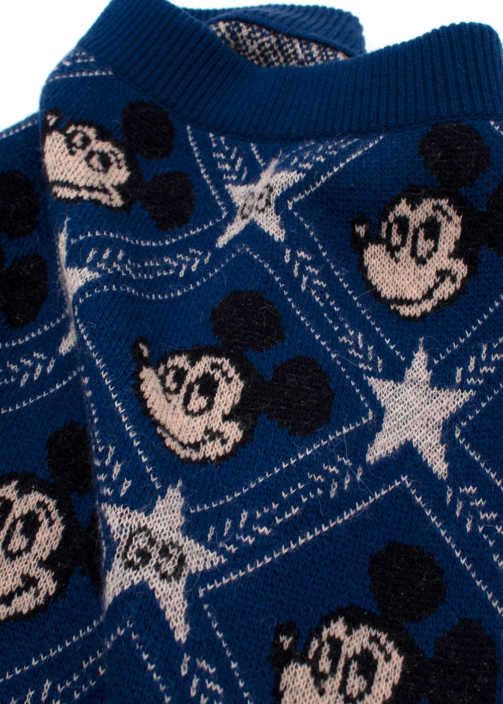 Preowned Gucci x Disney Blue Mickey Mouse Wool Midi Skirt Size M wool/polyamide/metalic fibre