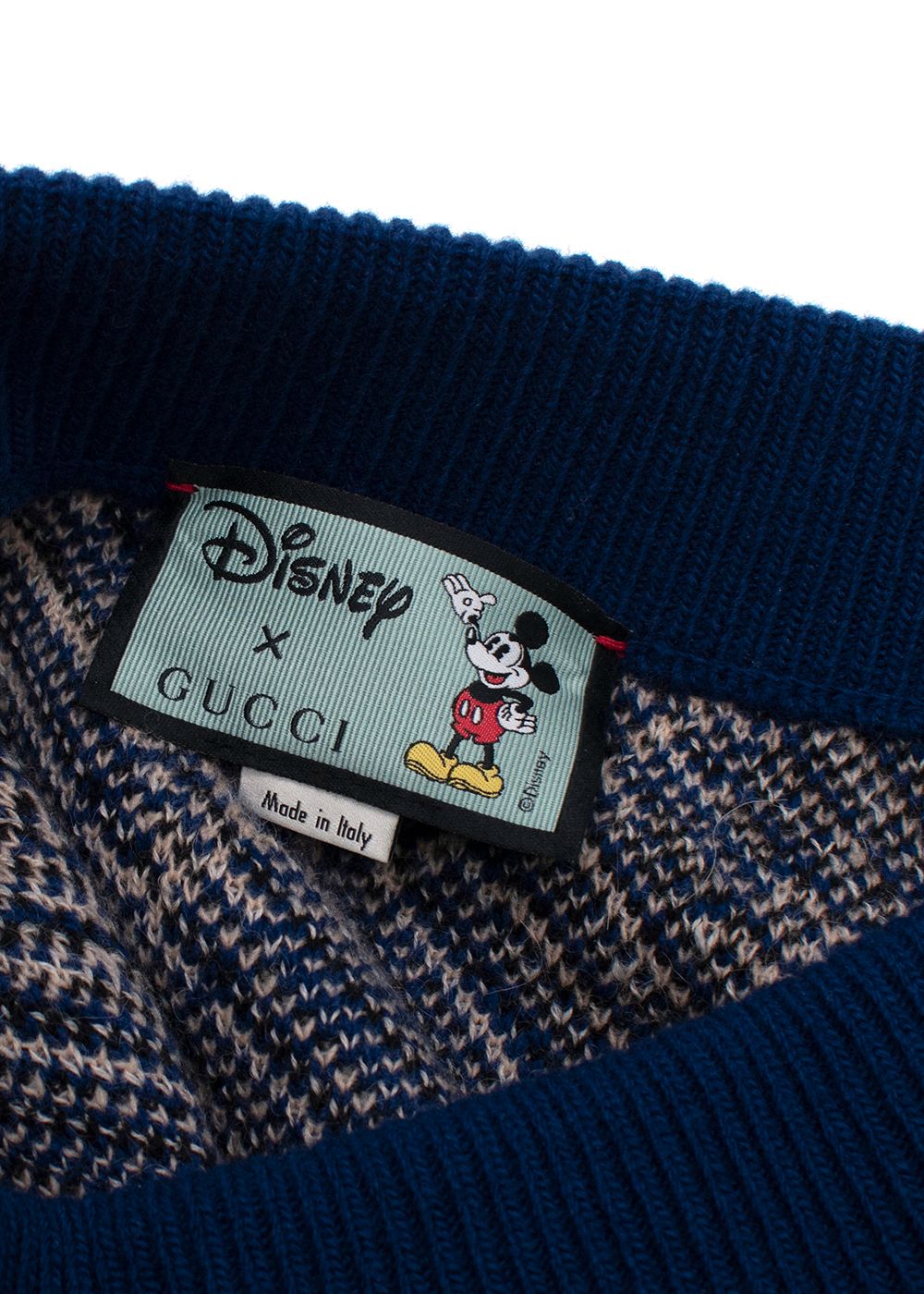 Preowned Gucci x Disney Blue Mickey Mouse Wool Midi Skirt Size M wool/polyamide/metalic fibre