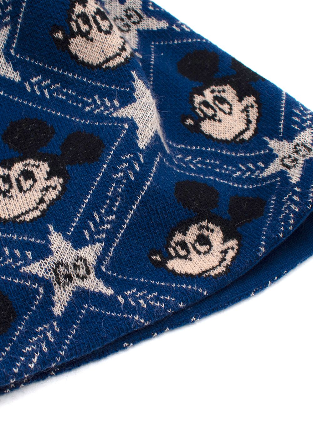 Preowned Gucci x Disney Blue Mickey Mouse Wool Midi Skirt Size M wool/polyamide/metalic fibre