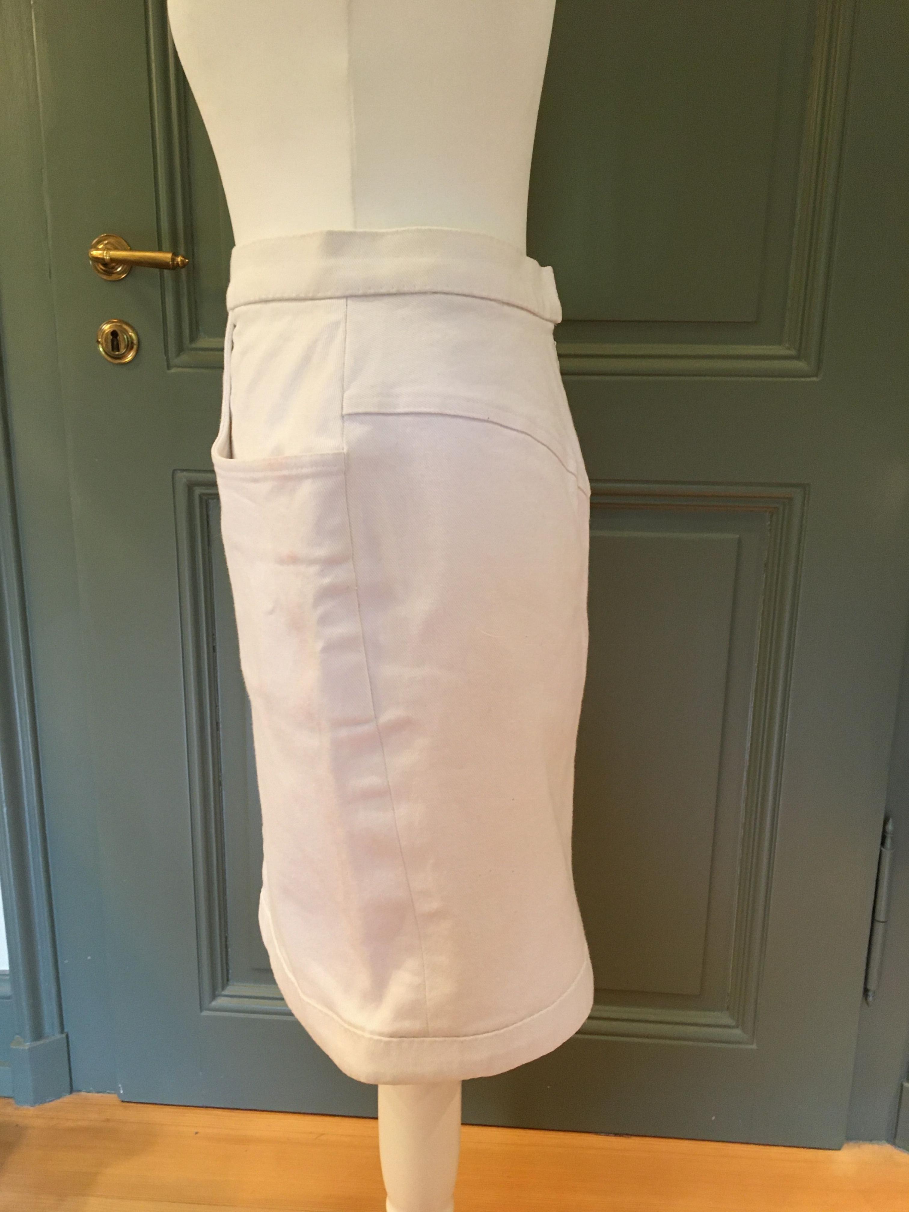 Preowned Chanel White Cotton Skirt Size XS