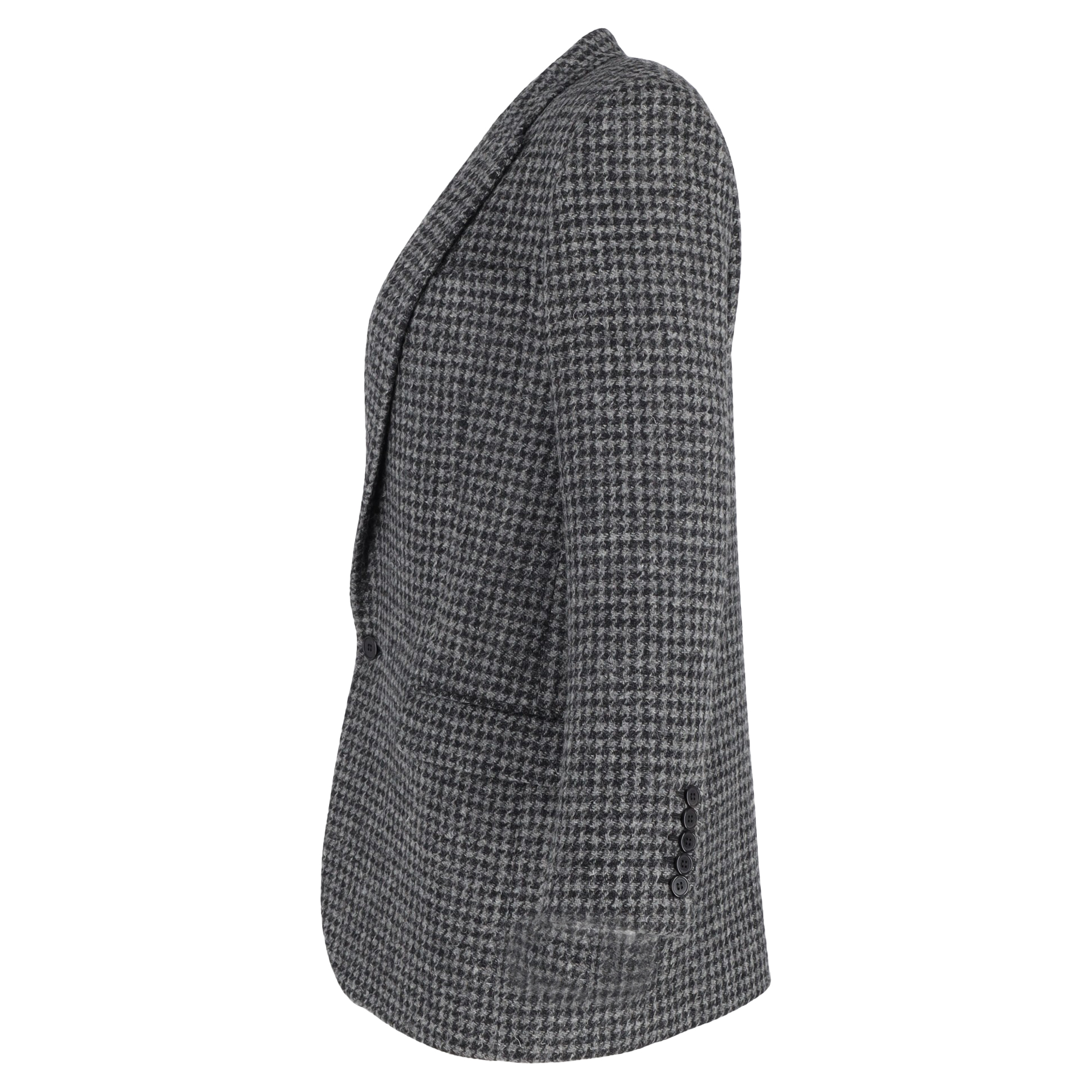 Preowned Saint Laurent Grey Houndstooth Single Breasted Blazer Size M wool