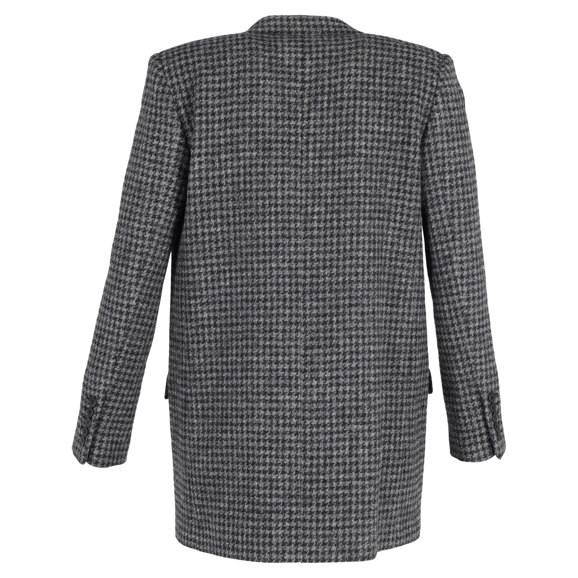 Preowned Saint Laurent Grey Houndstooth Single Breasted Blazer Size M wool