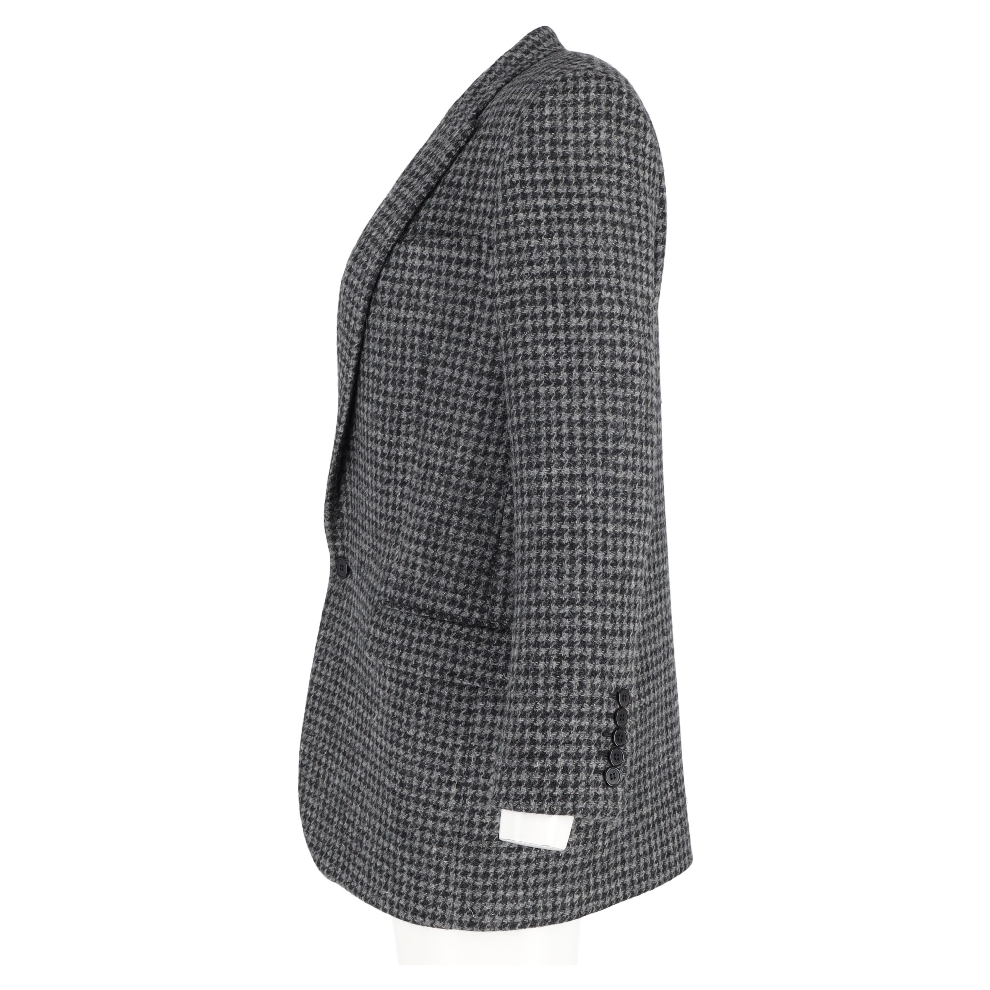 Preowned Saint Laurent Grey Houndstooth Single Breasted Blazer Size M wool