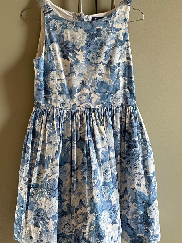 Boys Preowned Polo Ralph Lauren Kids 12Y Floral Print Dress Size 10 Years + Blue cotton