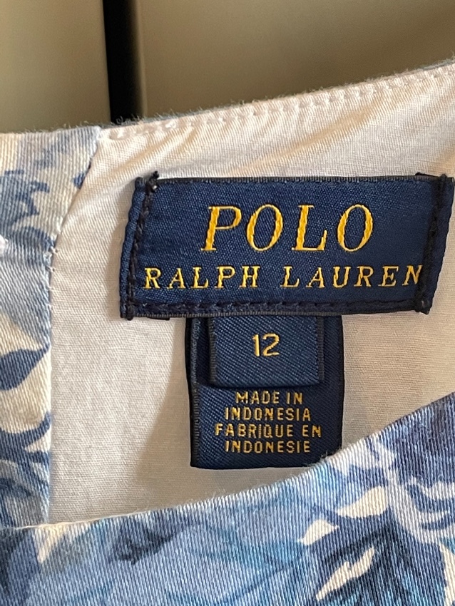 Boys Preowned Polo Ralph Lauren Kids 12Y Floral Print Dress Size 10 Years + Blue cotton