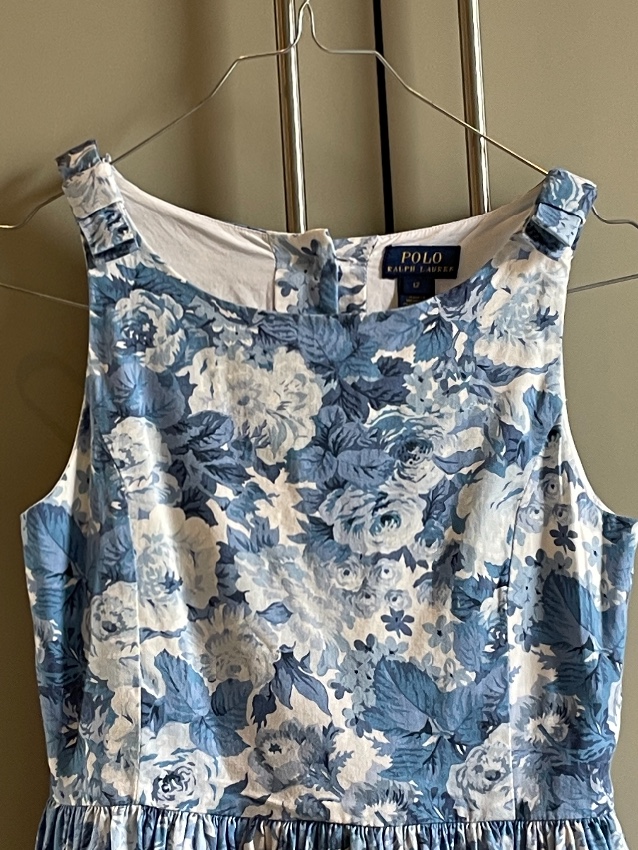 Boys Preowned Polo Ralph Lauren Kids 12Y Floral Print Dress Size 10 Years + Blue cotton