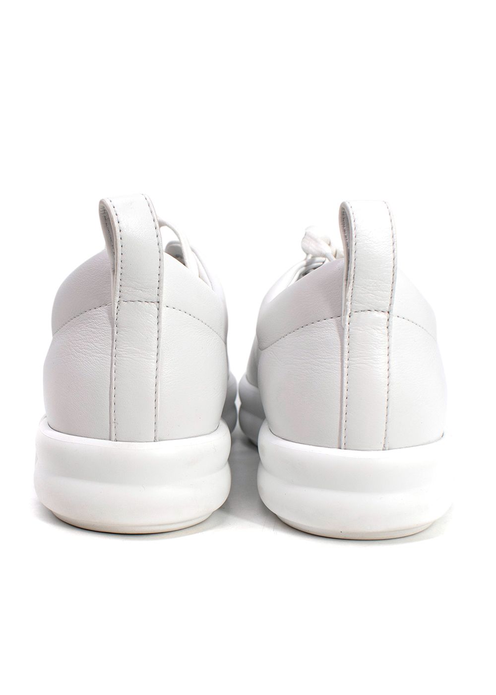 Preowned Hermes White Leather Happy  Sneakers Size 405