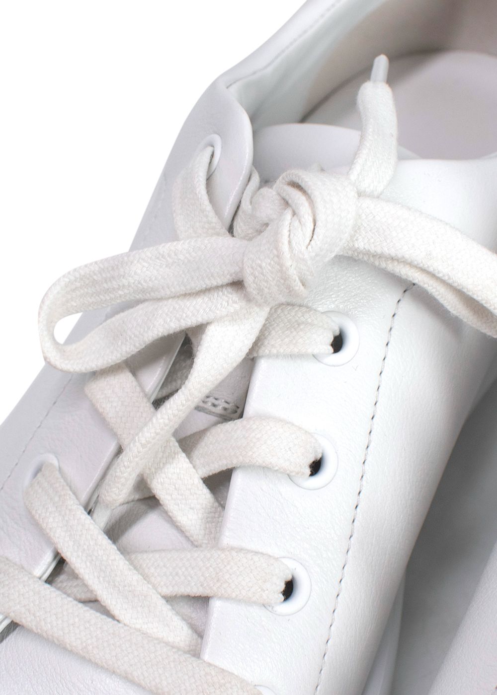 Preowned Hermes White Leather Happy  Sneakers Size 405