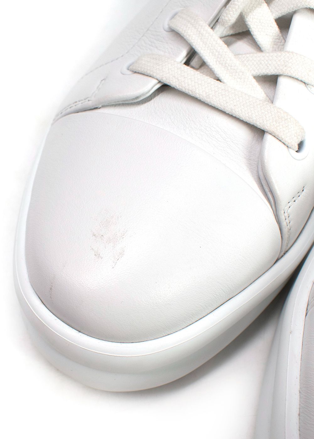 Preowned Hermes White Leather Happy  Sneakers Size 405