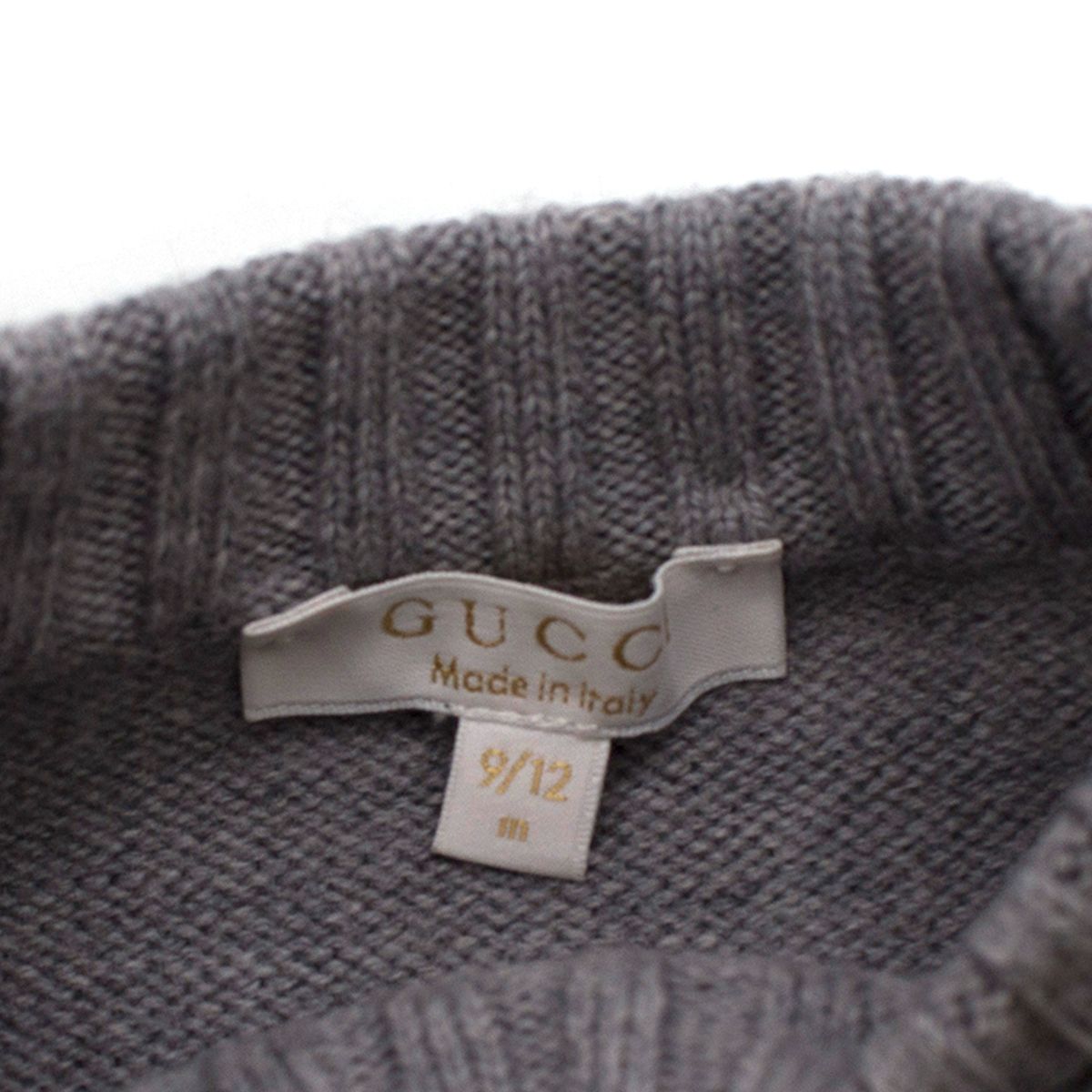 Boys Gucci Baby 95M Grey Knitted Double-breasted Wool Cape Size 9-12 Months