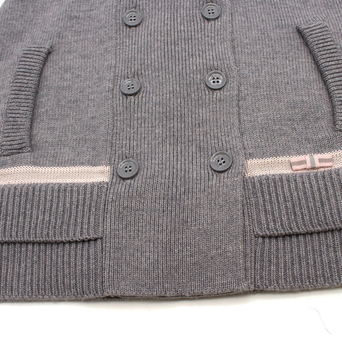 Boys Gucci Baby 95M Grey Knitted Double-breasted Wool Cape Size 9-12 Months