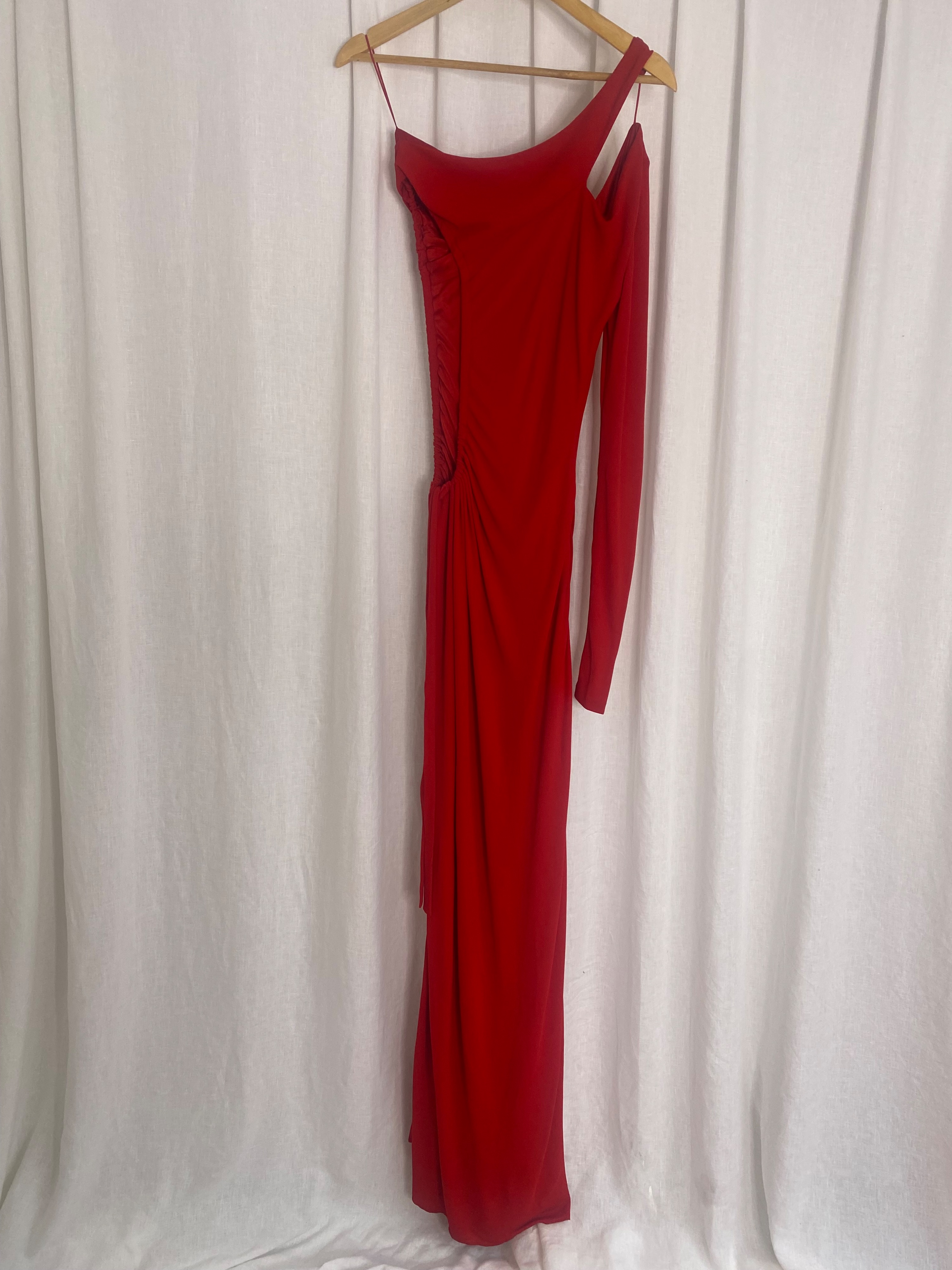 Dundas Red Loren Cut Out Maxi Dress Size 40 viscose