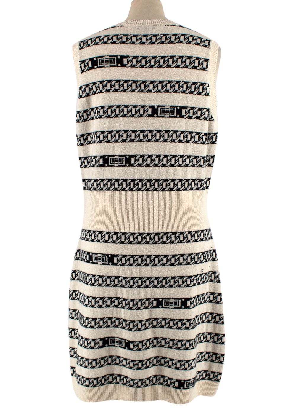 Chanel Chain Stripe Black and White Knit Sleeveless Dress Size XL Cream and black cashmere