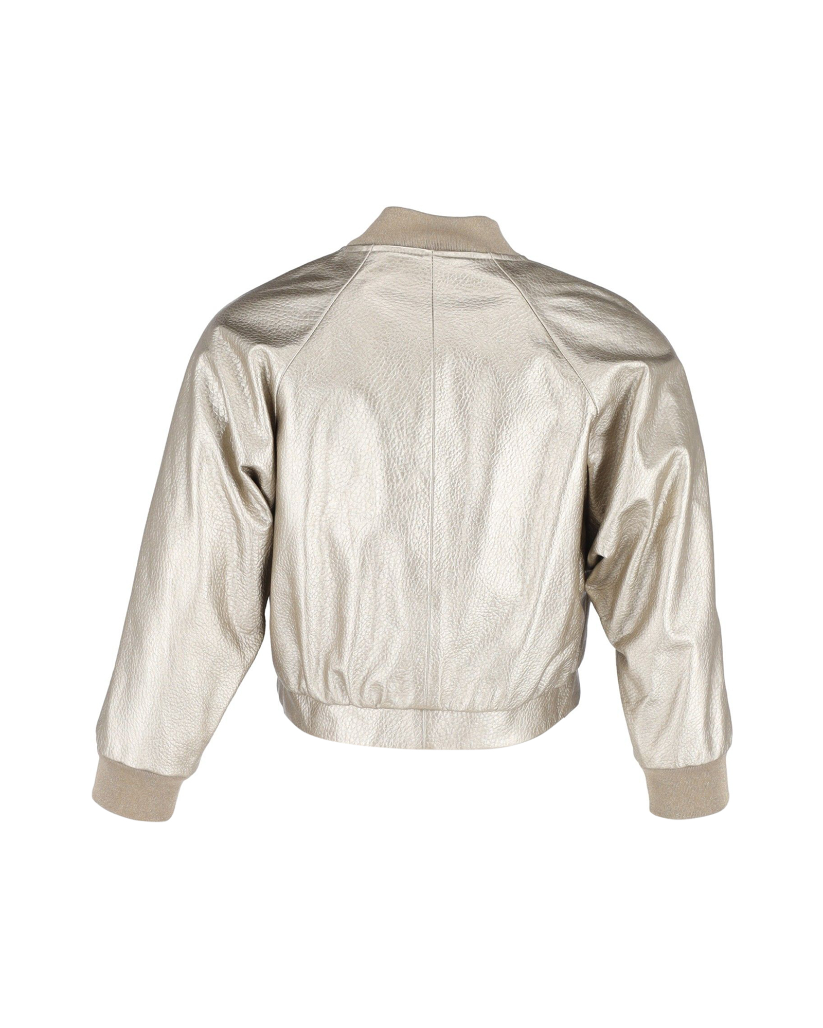 Preowned Brunello Cucinelli Gold Leather Cropped Bomber Jacket Size 44