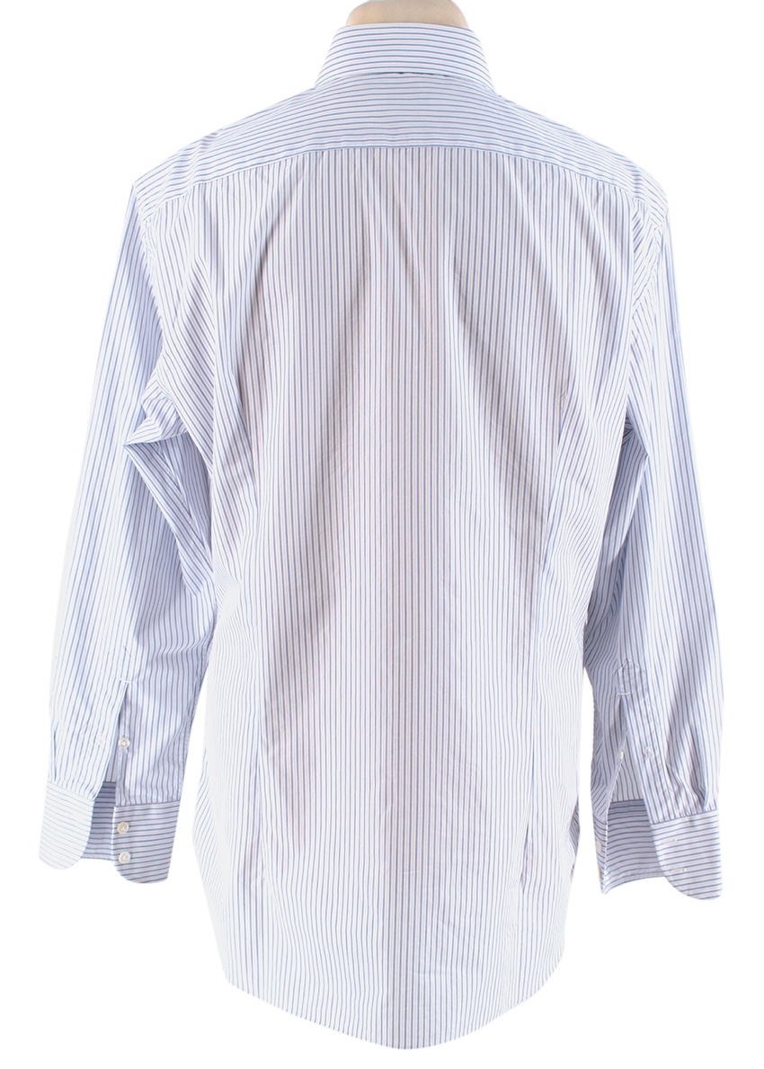 Men's Preowned Emanuele Maffeis White  Blue Striped Cotton Tailored Shirt Size XL Multi-Coloured / Stripes