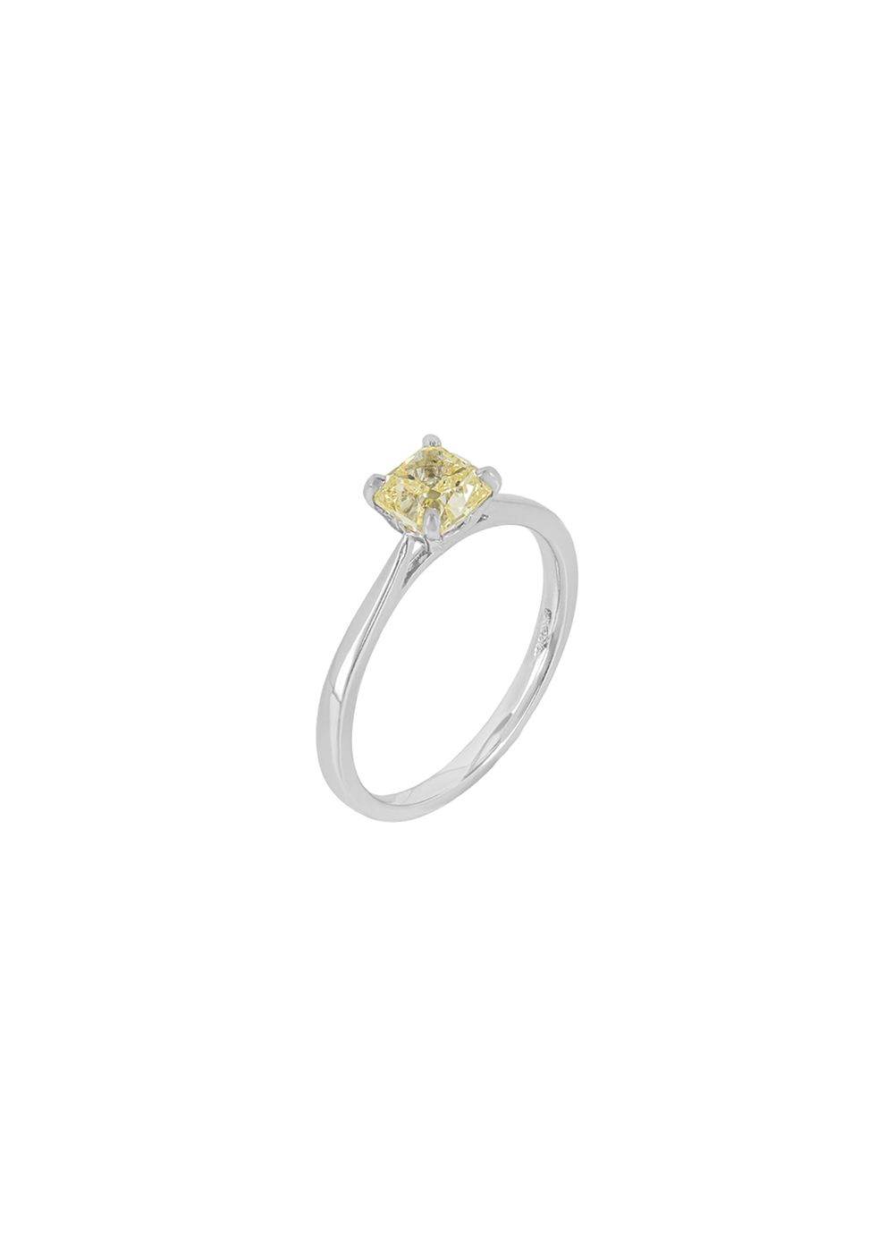 platinum  cushion-cut fancy yellow diamond ring 103ct 53EU